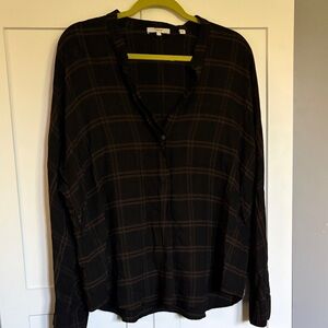 Vince Black Plaid Button Down Shirt